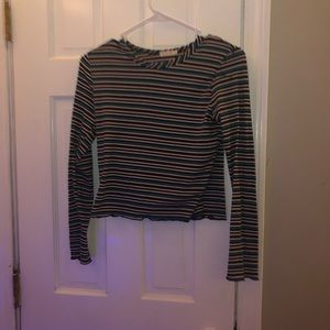 Cropped striped long sleeve